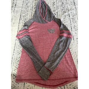 Holloway Ladies Medium Pink and Gray Hooded Long Sleeve Shirt